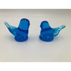 Set of 2 Bird of Happiness Blue Terra Studio Glass Birds